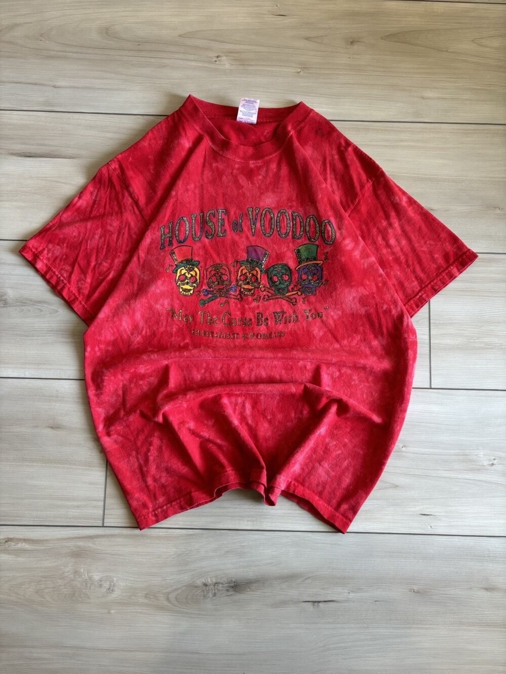 1990s Vintage Marie Laveaugh’s House Of Voodoo Museum USA Made Tide Dye Shirt L